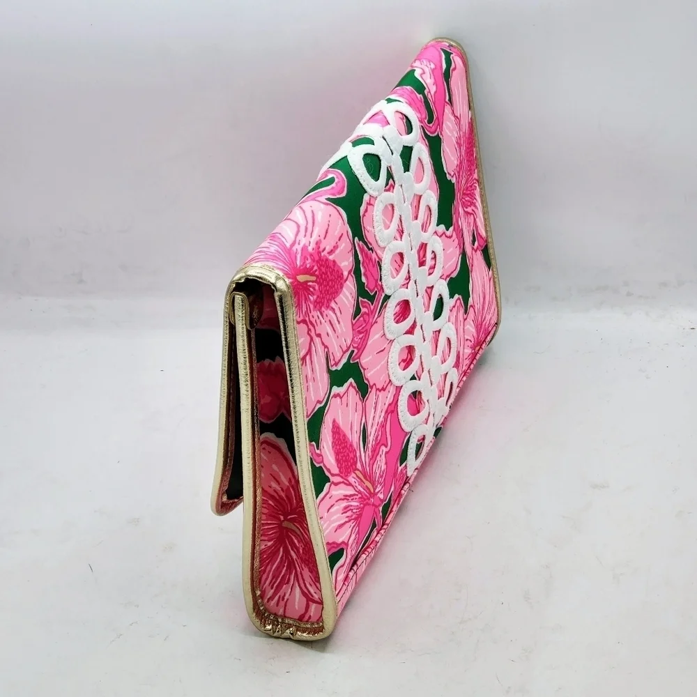 Lilly Pulitzer GWP Envelope Pouch Kelly Green Hibis Kiss